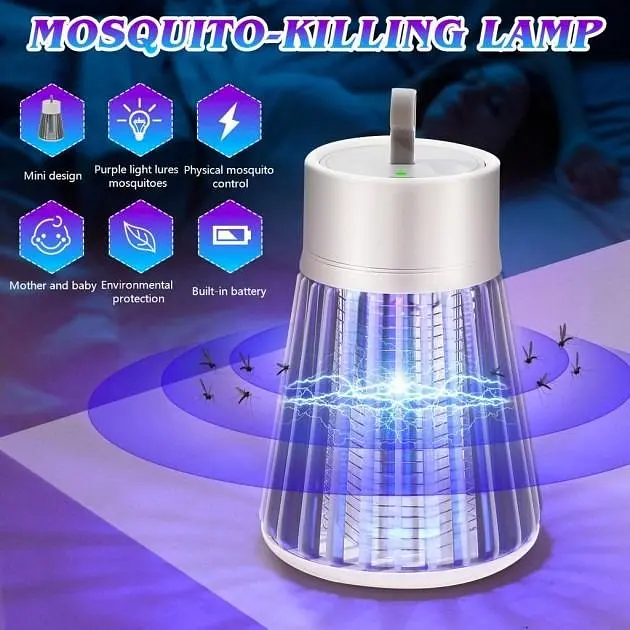 Лампа від комарів Electric shock BG-002 знищувач комах з акумулятором 20-50 м² 12 годин роботи зелена - фото 4