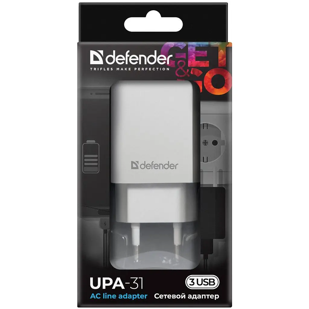 Зарядное устройство для Defender UPA-31 white, 3xUSB, 5V / 3.1A (83587) - фото 5