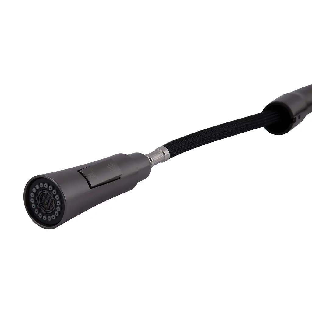 Змішувач для кухні Qtap Vlasta New з висувним виливом QTVLA344GMB45647 Gunmetal Black PVD Шліфований чорний хром - фото 4