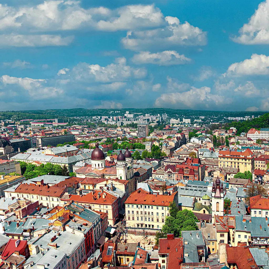 Інтер'єрна картина Львів, вид на центр з висоти, Lviv, інтер'єрний декор, 60×90 см (id0224) - фото 5