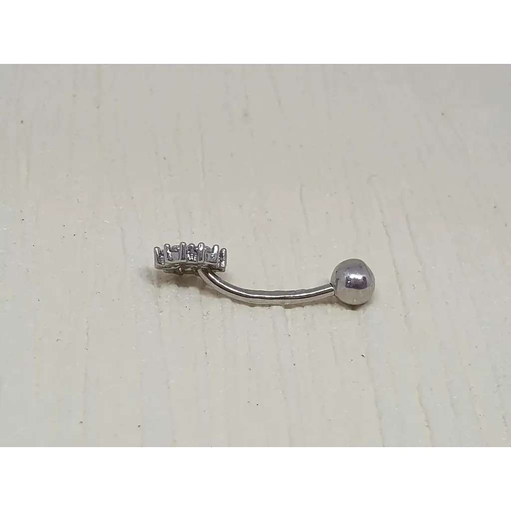 Серебряная серьга для пирсинга Астор пупка с фианитами. 818-2114Р - фото 2