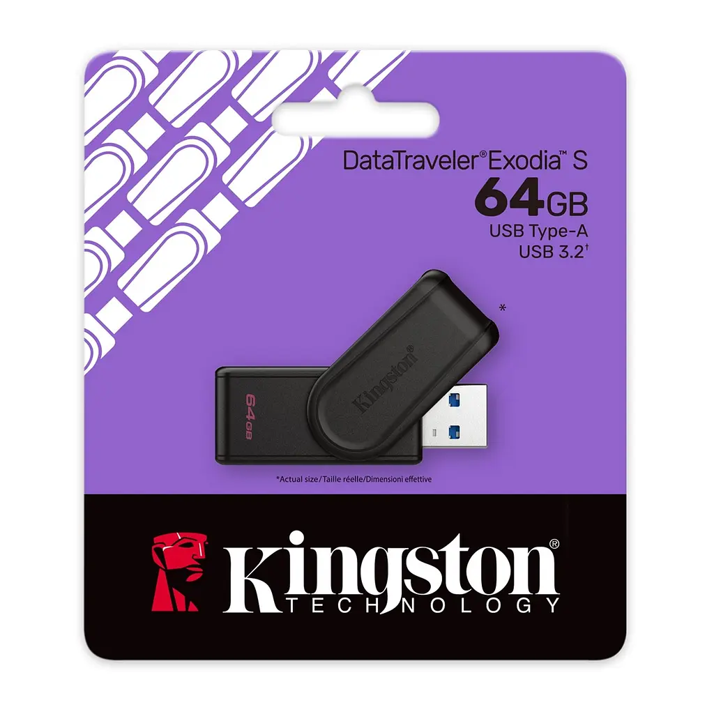 Flash Drive DTXS 64GB USB 3.2 Gen 1 DataTraveler Exodia S Kingston teh0021400 - фото 4