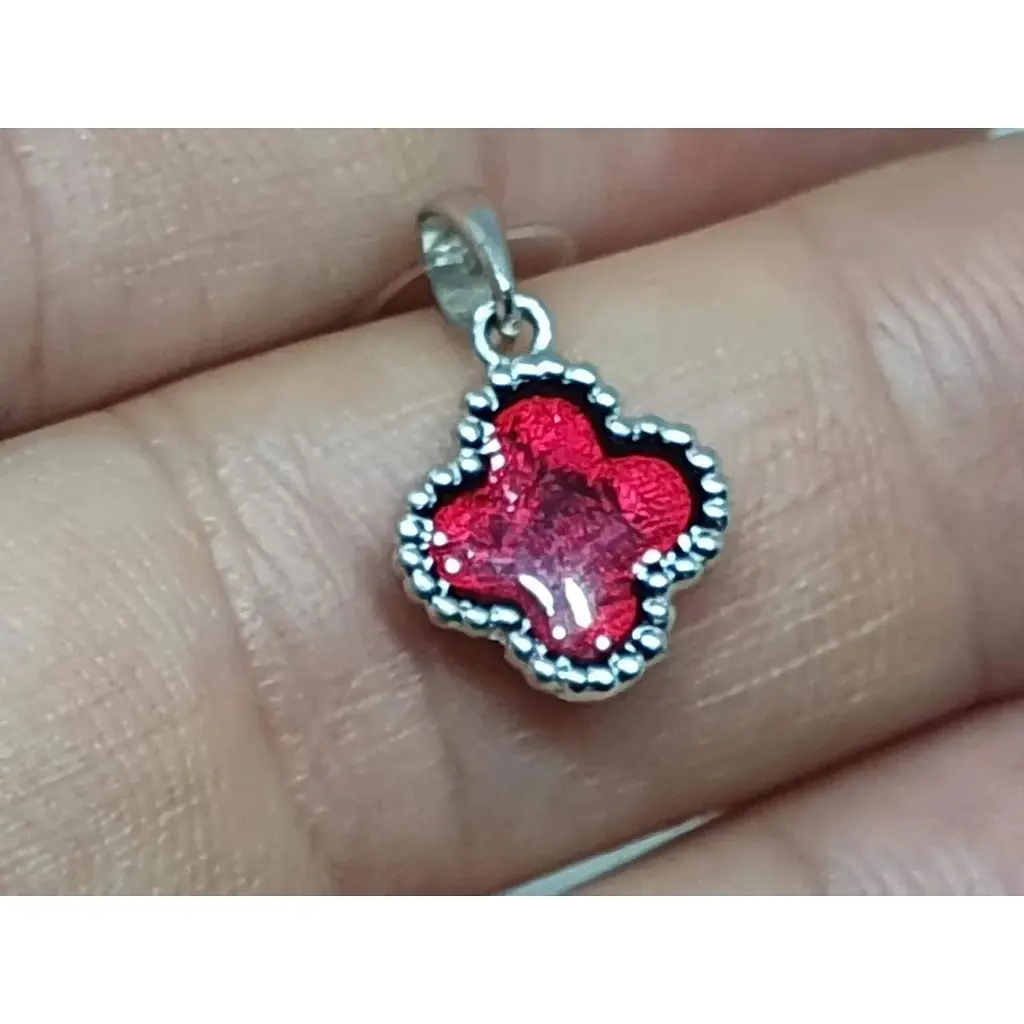 Срібна підвіска Qvaliz Клевер з емаллю. 903-01002 Червоний - фото 2