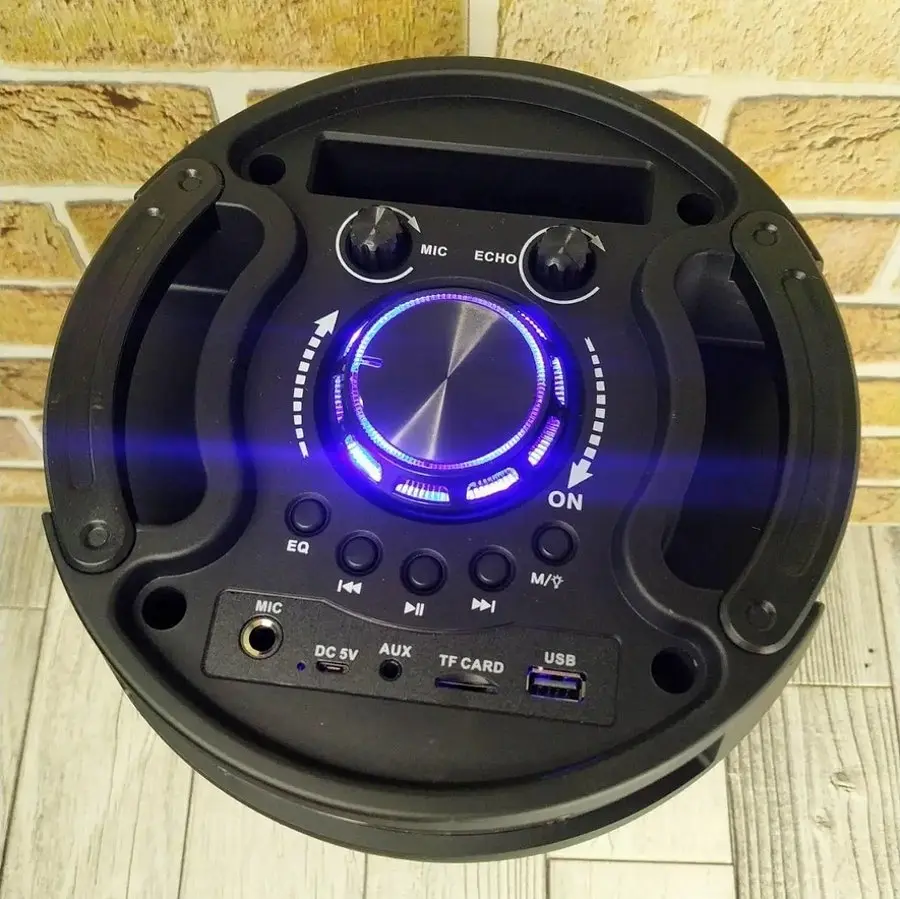 Бездротова акумуляторна Bluetooth колонка BT5.0 караоке бумбокс 30W акустична система з мікрофоном та LED RGB підсвічуванням UKC ZQS 6210 - фото 7