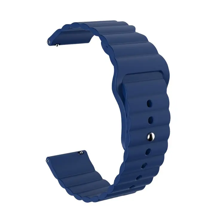 Ремінець BeWatch для Amazfit BIP/Bip Lite/Bip U/Pro/Mini/GTS/GTS 2 (E)/GTR 42мм силіконовий 20 мм Wave Темно-синій (1010706) - фото 3
