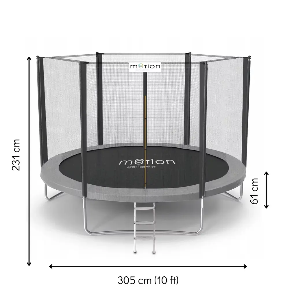 Батут Jumi Motion Sport Line 10ft (305см) з зовнішньою сіткою сірий - фото 2