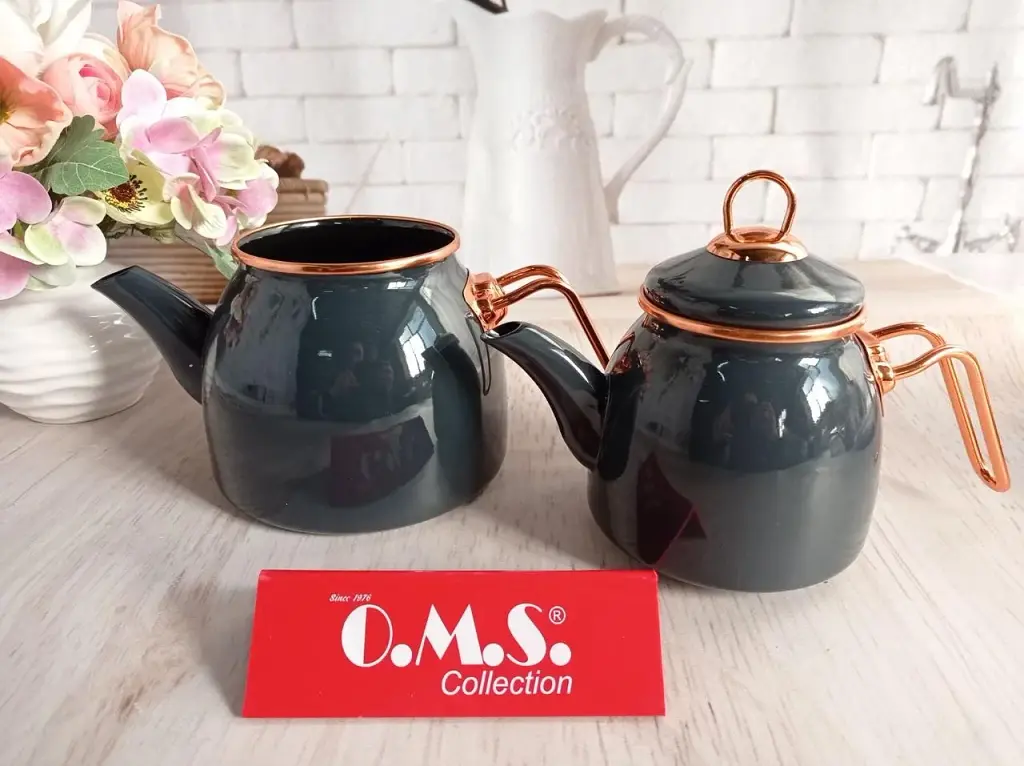 Двоярусний емальований чайник O.M.S. Collection 10800-Grafit (1/2 л) - фото 5