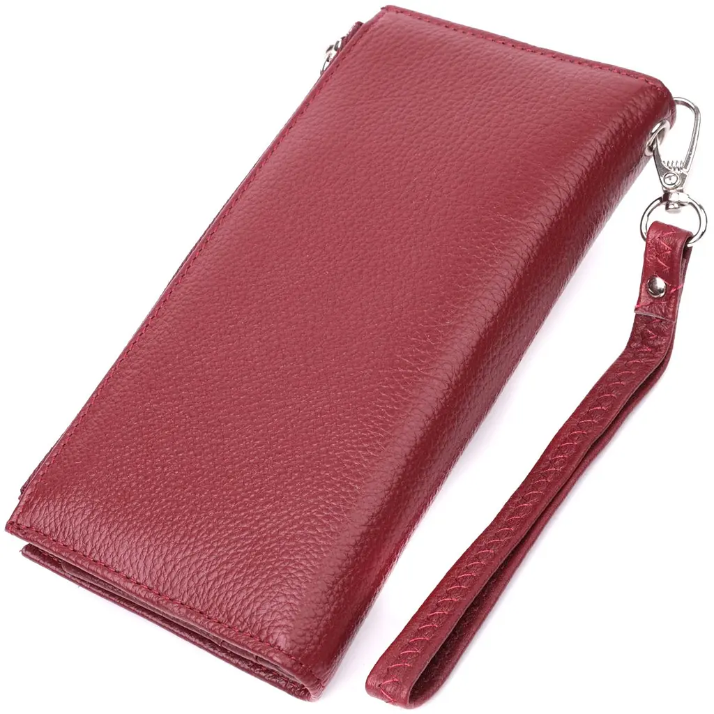 Вертикальний жіночий гаманець-клатч із натуральної шкіри ST Leather 22535 бордовий - фото 6