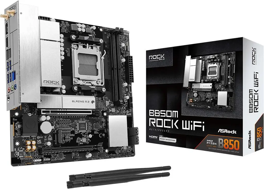 Материнська плата ASRock B850M ROCK WIFI (B850M ROCK WIFI) (Socket AM5, AMD B850, Micro-ATX) - фото 2