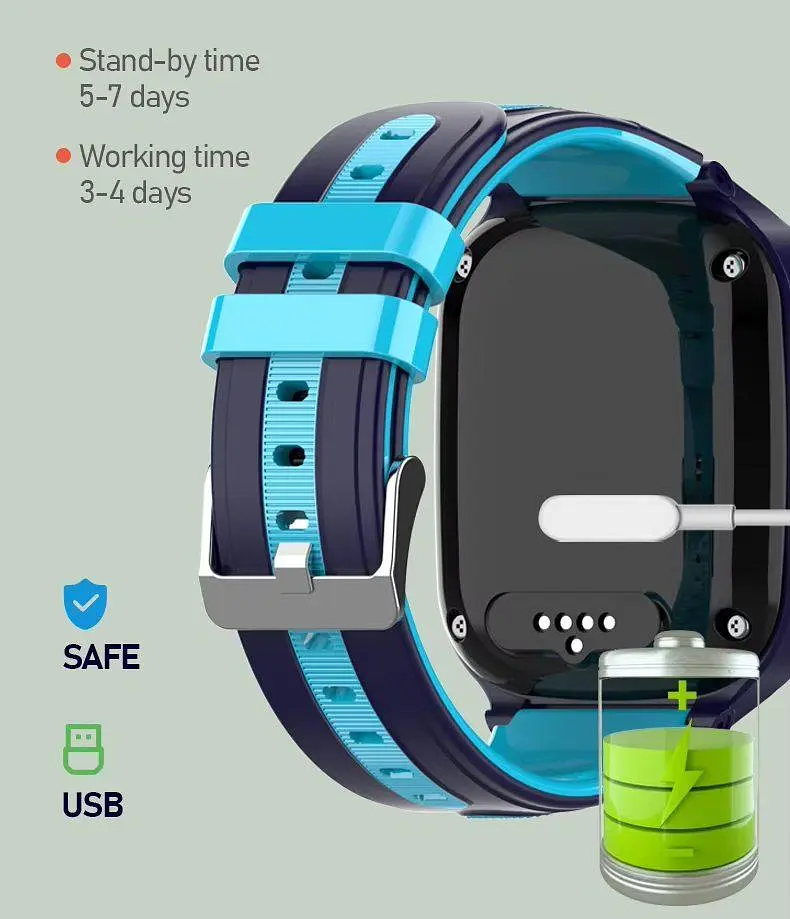 Смарт годинник для дітей F8 з GPS відстеженням, 4G сім картою, прослушкою, кнопкою SOS, відеодзвінками, голосовим чатом та акумулятором 1000 мАг До 7 днів роботи Синій - фото 11