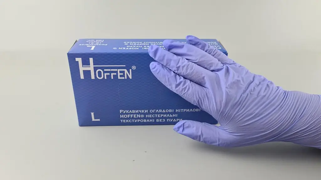 Рукавички одноразові нітрилові HOFFEN, розмір L, 100 шт, неопудрені, для огляду, клінінгу та сервісу - фото 3