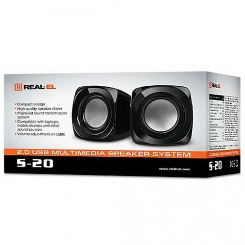 Колонки 2.0 REAL-EL S-20 Black, 2 x 3 Вт, пластиковый корпус, питание от USB - фото 2