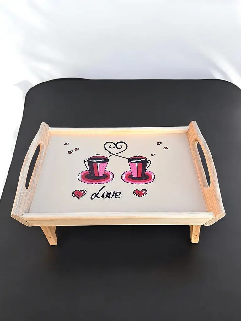 Столик кавовий з ніжками,кавовий стіл Love 42х27х17 cм. - фото 3