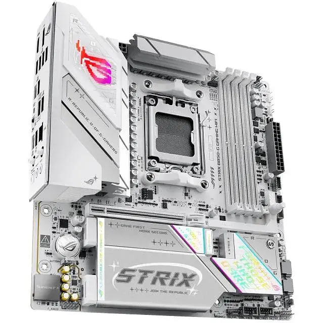 Материнська плата Asus Rog Strix B850-G Gaming WIFI sAM5 B850 4xDDR5 M.2 HDMI DP WiFi BT mATX білий - фото 3