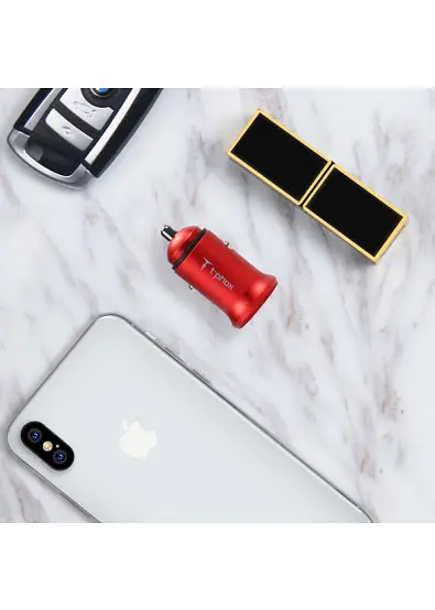 Автомобильное зарядное устройство T-PHOX Zega 3.1A Dual USB red - фото 4