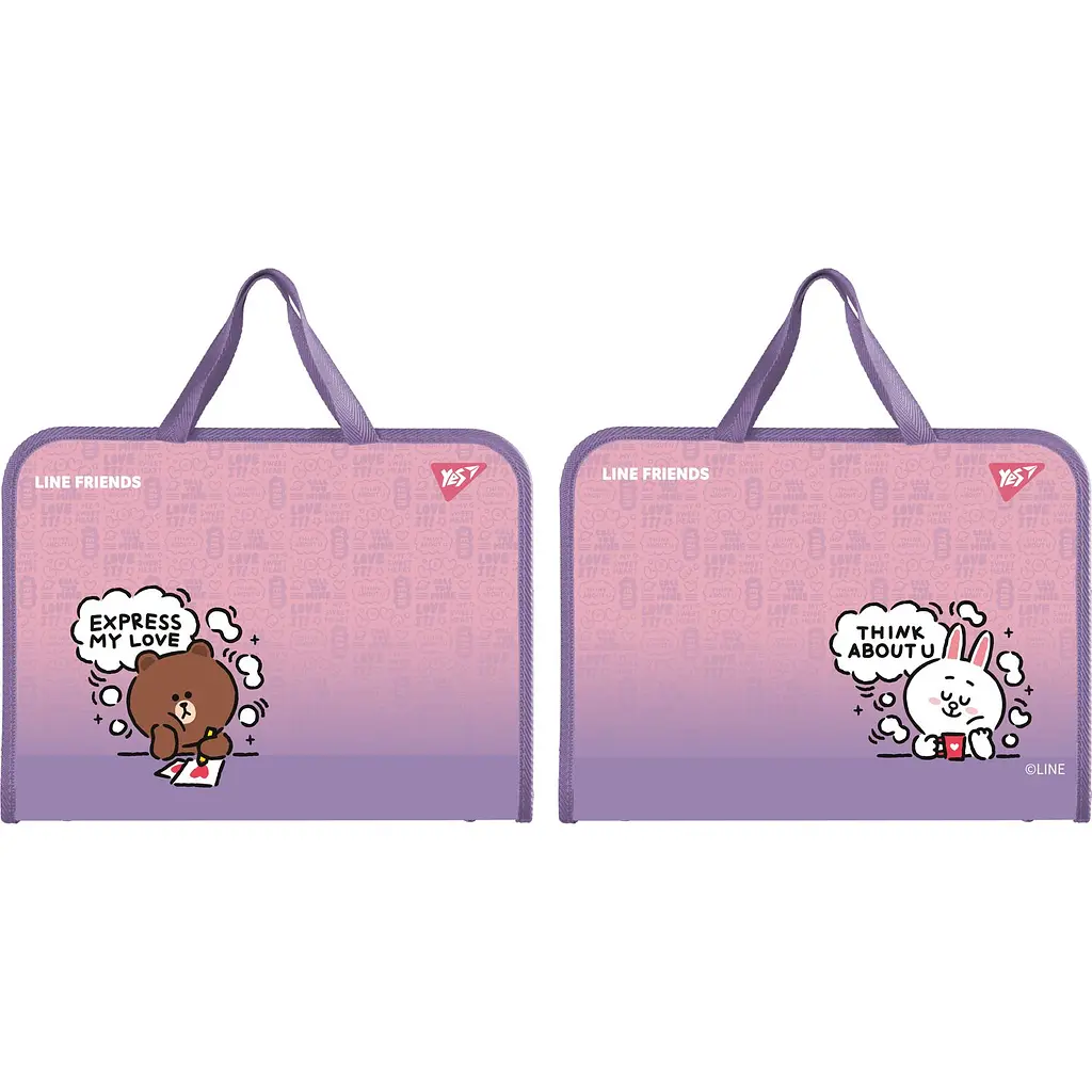 Папка-портфель Yes Line Friends на молнии с тканевыми ручками FC (492315) - фото 2