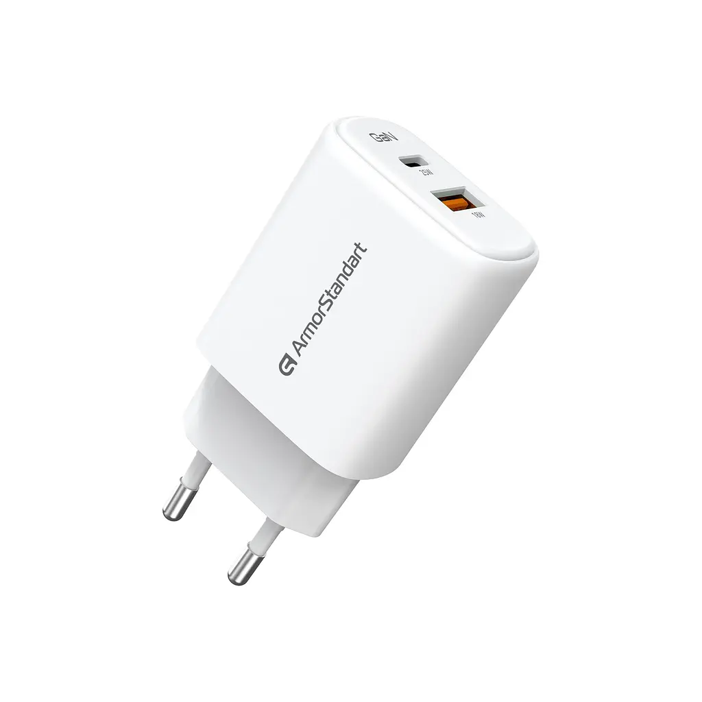 Зарядний пристрій ArmorStandart AR-T252WEU 25W GaN USB-C+ USB-A White (ARM89532) - фото 4