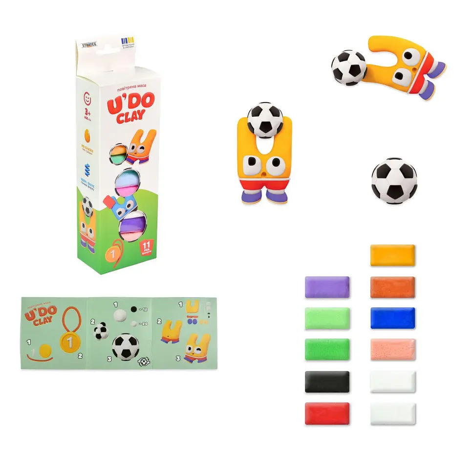 Набор для творчества Strateg «Воздушная масса U'DO Clay» 30842, 11 штук - фото 2