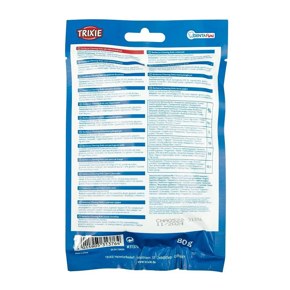 Ласощі для собак Trixie Палочка для чистки зубів з барбекю Denta Fun 12 см 80 г (10 шт.) - фото 4