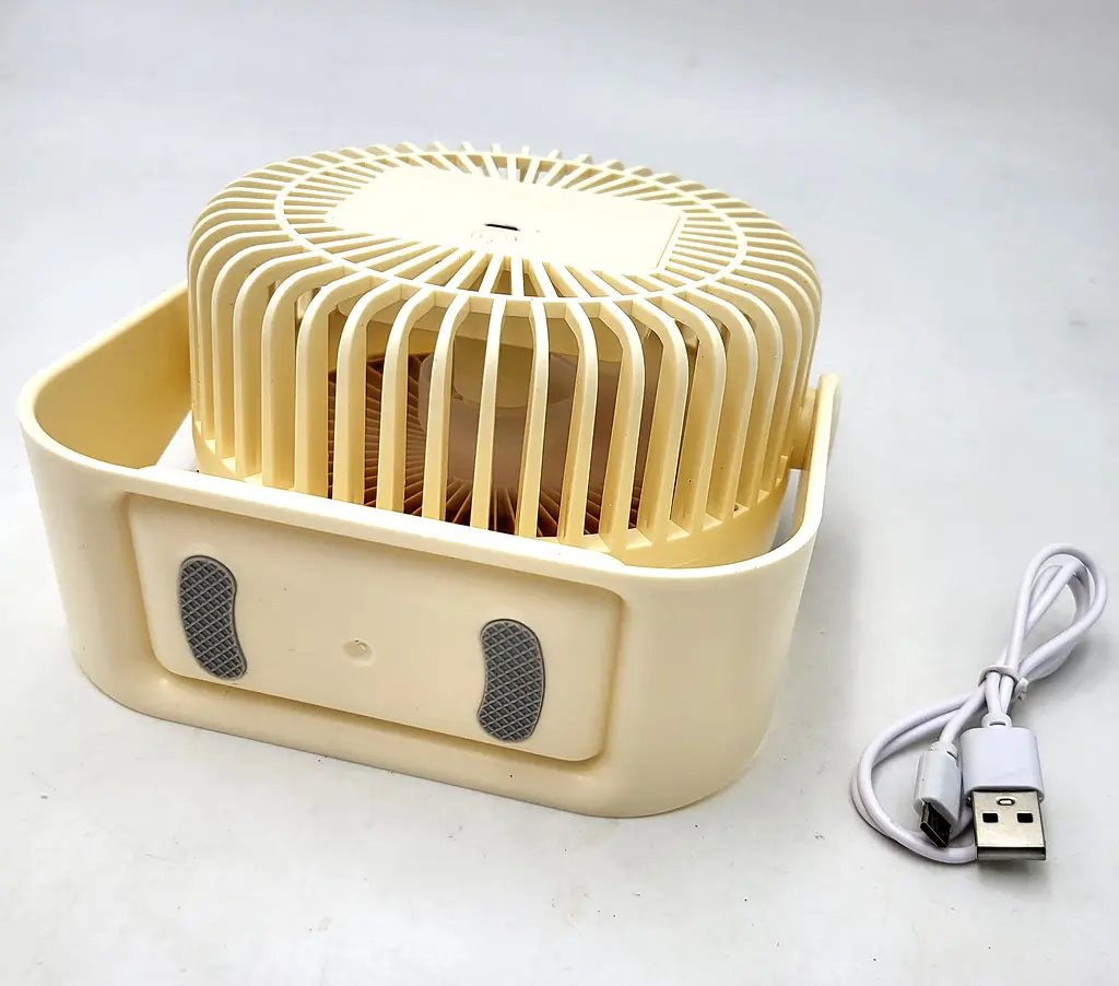 Вентилятор акумуляторний настільний від USB діаметр 14см Охолоджувач повітря Portable Fan UKC ZB124A 6376 жовтий - фото 4