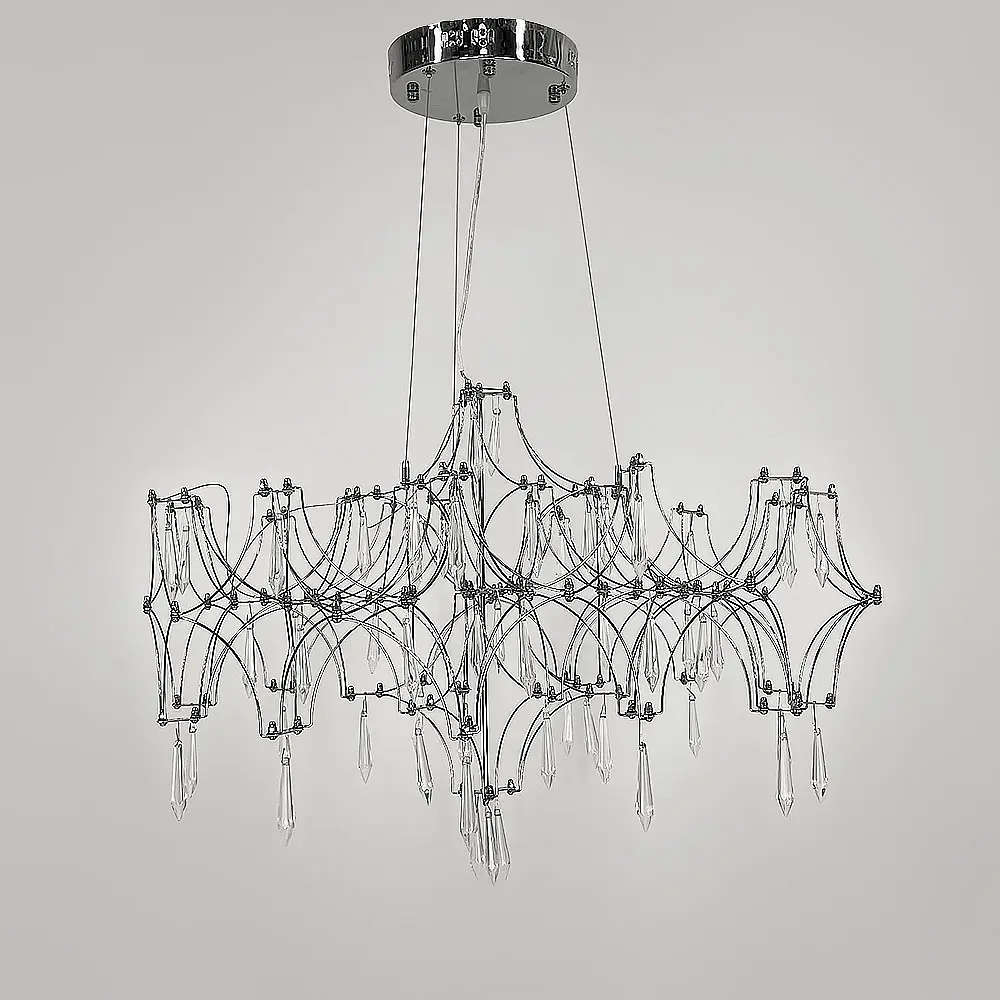 Дизайнерская невесомая серебряная люстра с хрусталем Ø 70 см | Ст. MJ 203-730 CH | Line F - фото 6