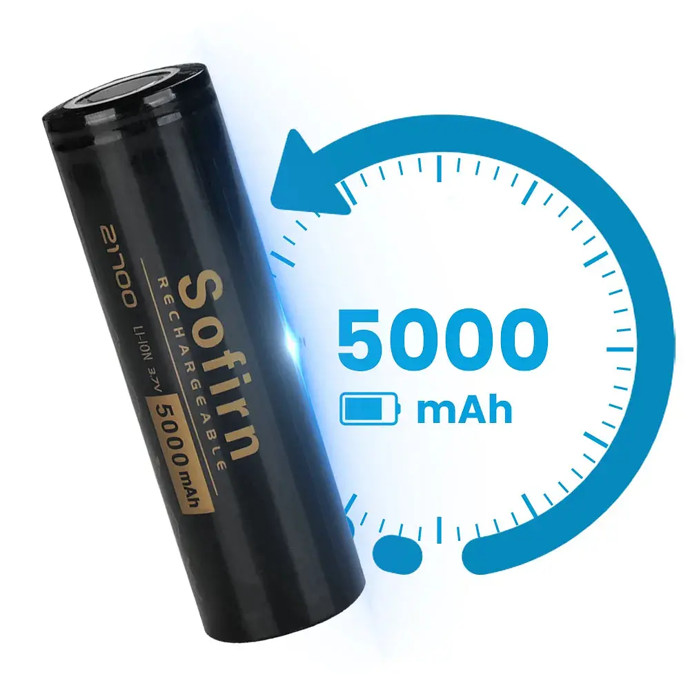 Акумулятор 21700 Sofirn 5000 mAh літій-іонний Li-Ion силовий 15А, 3.6V Плоский плюс (19300) - фото 4