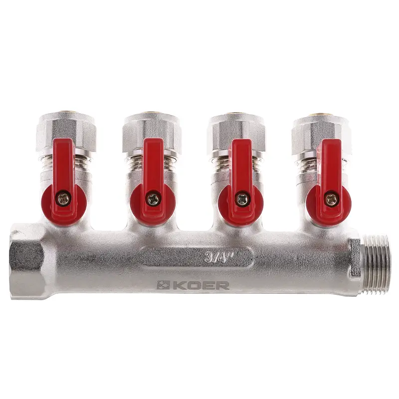 Колектор з кульовими кранами та фітингом Koer KR.1125-4 - 3/4”x4 Ways KR2837 - фото 3
