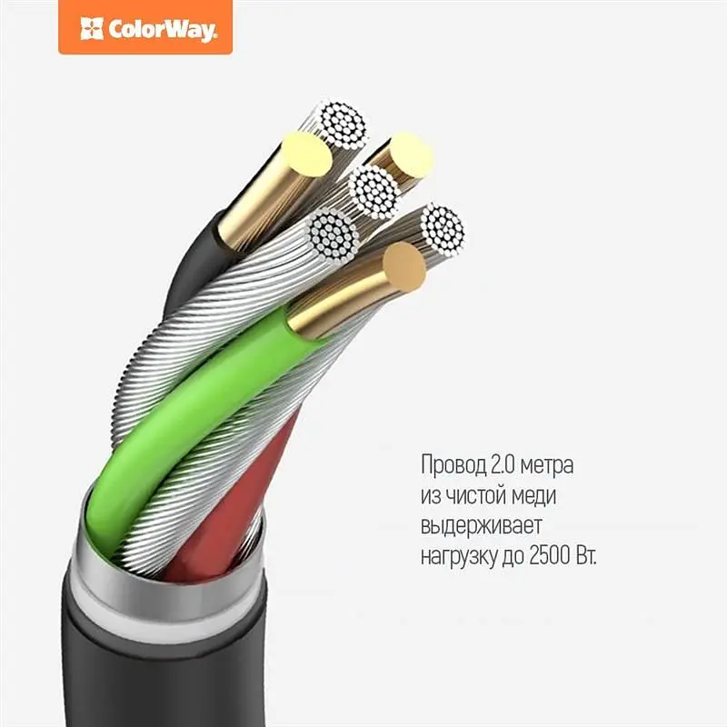 Фільтр живлення СolorWay 6 розеток, 4xUSB, 2м, Black (CW-CHE64B) - фото 3