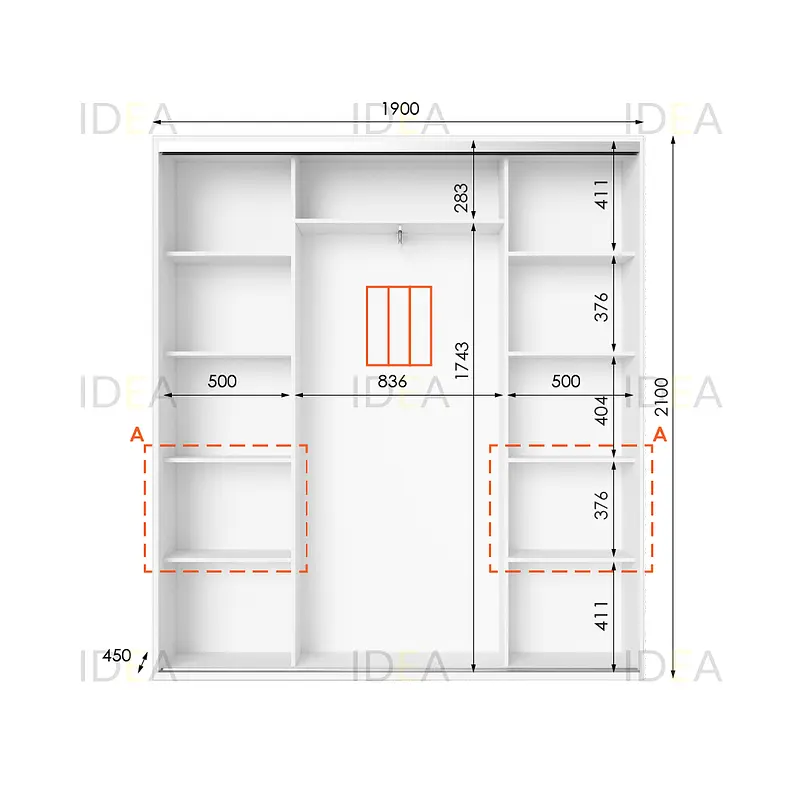Шафа-купе Idea серія 7 190 x 45 x 210 см Білий Дзеркало - фото 2