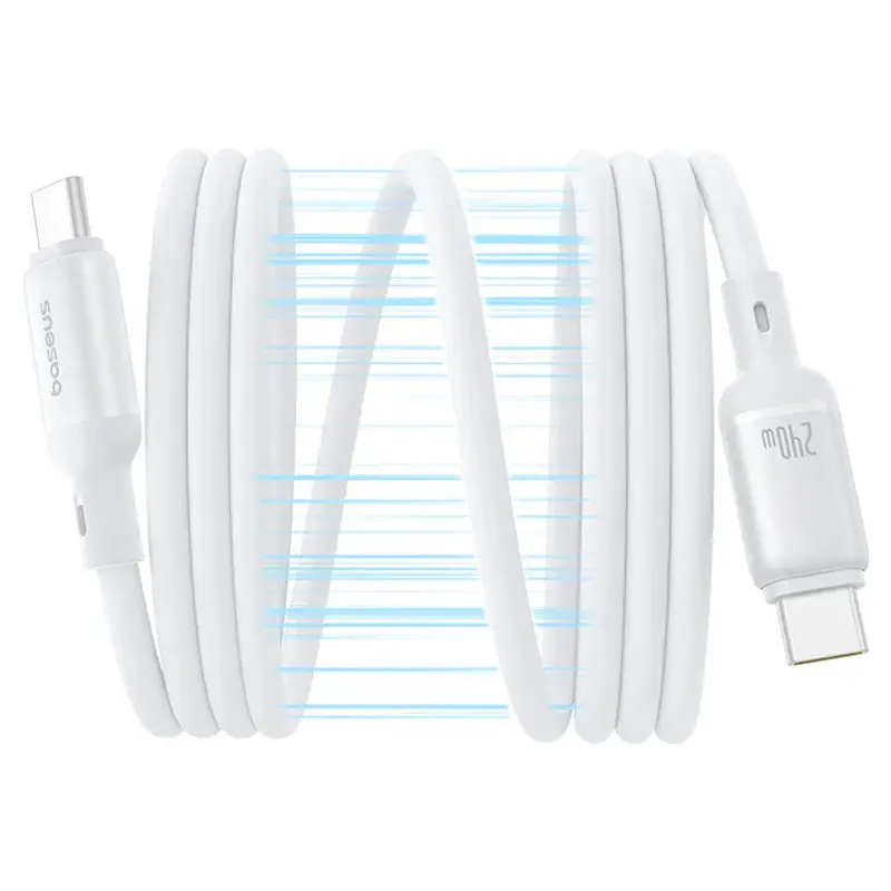 Дата кабель Baseus PicoGo Magnetic Liquid Silicone Type-C to Type-C 240W (1m) (P10376800) Moon White - фото 2