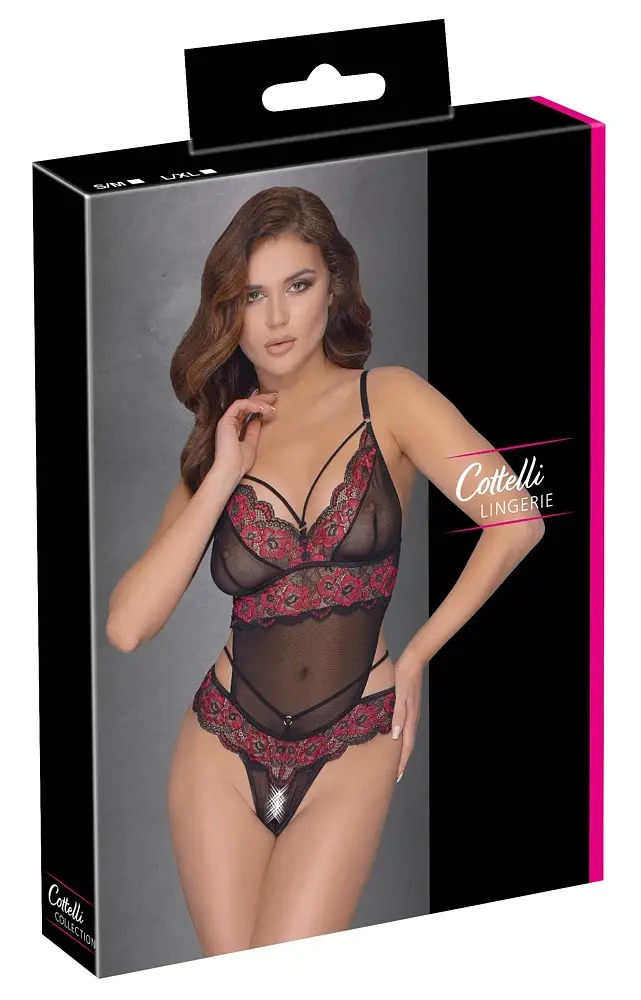 Боді Cottelli Collection Crotchless otwarte, L/XL (чорний) - фото 6