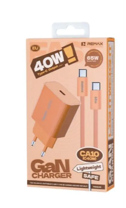 Зарядний пристрій Remax СA10 GaN 1Type-C 40W Cosmic Orange + TypeC-TypeC Cable - фото 2