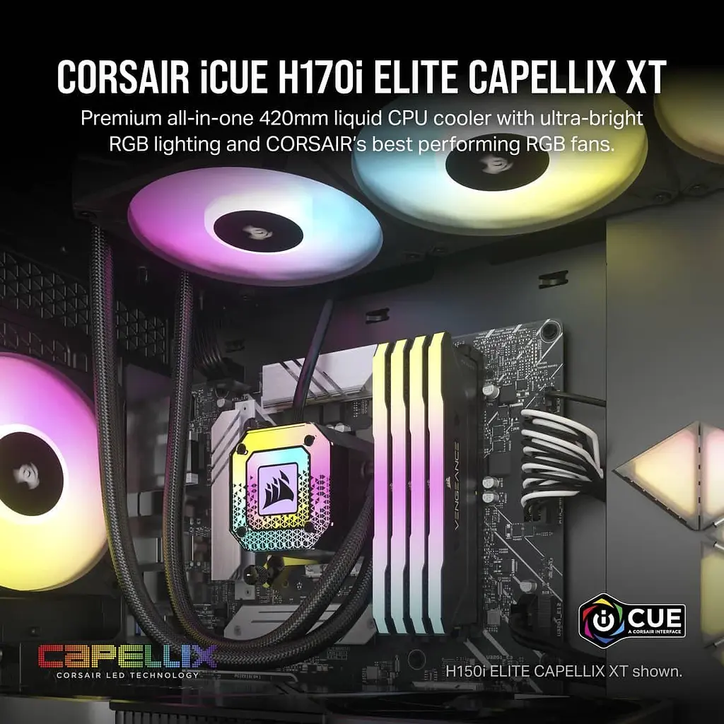 СВО Corsair iCUE H170i Elite Capellix XT Liquid CPU Cooler, (CW-9060071-WW) Б/в - фото 8