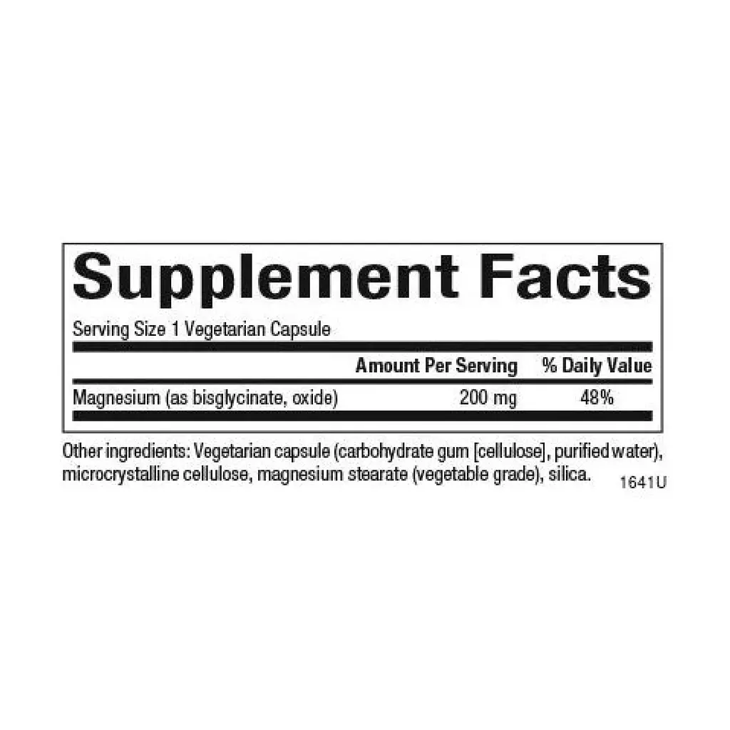Магній Natural Factors 200 мг (Bisglycinate) - 120 веганських капсул, для м’язів і нервової системи - фото 2