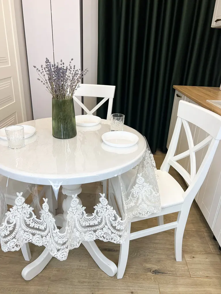Силиконовая скатерть с молочным кружевом Арка Elit 230х170 см - фото 9
