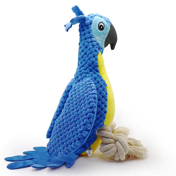 М'яка іграшка для собак Fuzzy - Bird Dog Squeaky Toy з мотузками і пищалкою, синя - фото 3