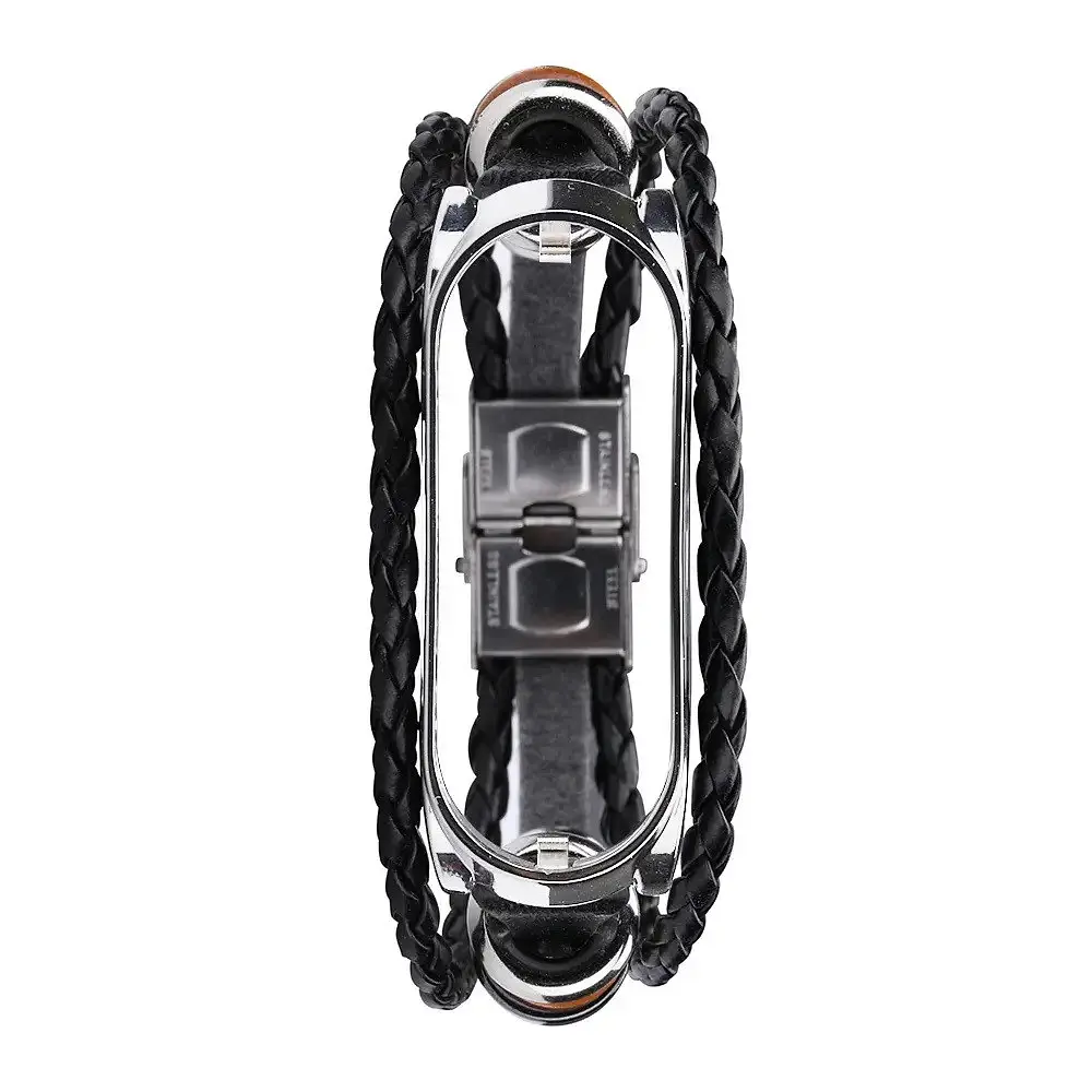 Ремешок винтажный Carprie для фитнес-браслета Xiaomi Mi Band 7 и 7NFC Type A Black silver - фото 5