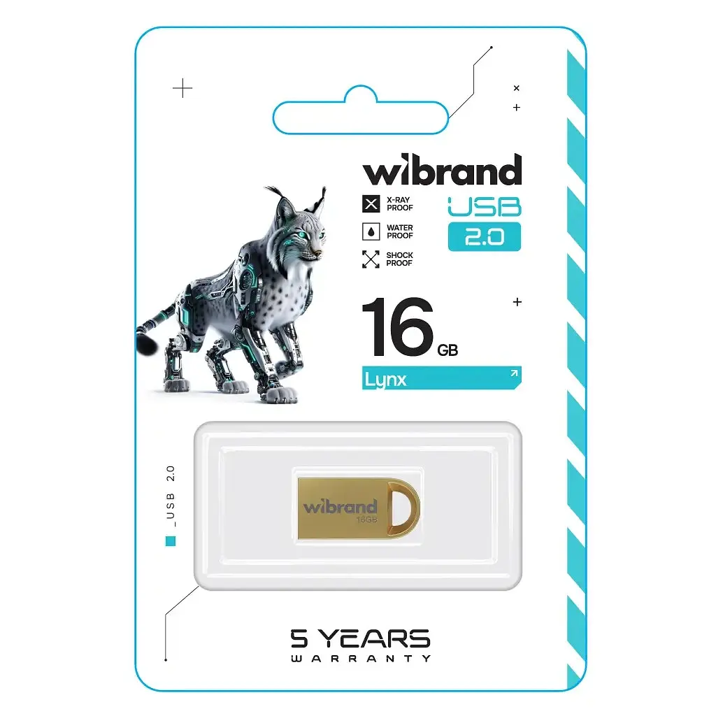 USB-флешнакопичувач Wibrand 16GB lynx золотистий USB 2.0 (WI2.0/LY16M2G) - фото 2