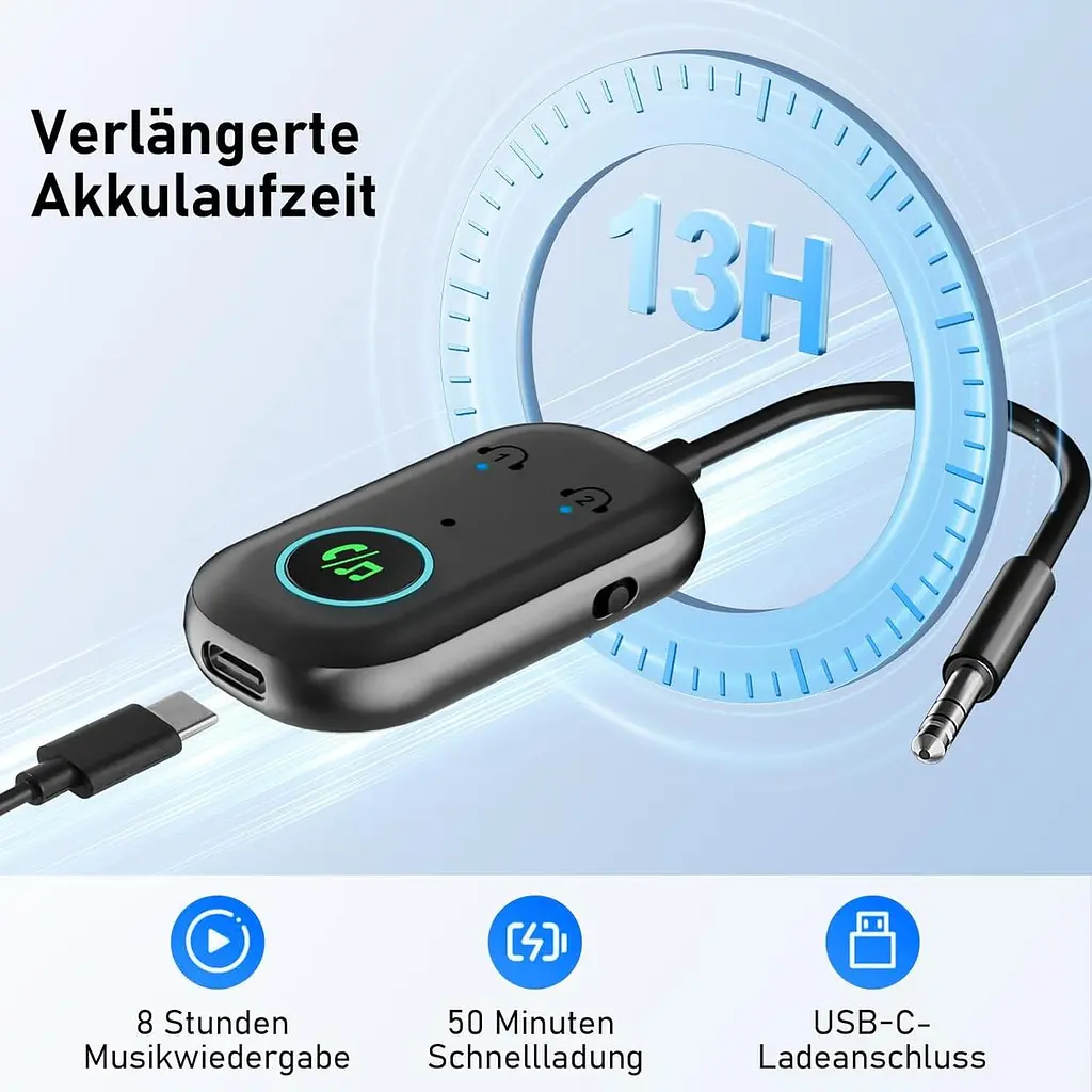 Bluetooth 5.3 адаптер TX/RX 2-в-1 для телевізора, авто та AUX - фото 4