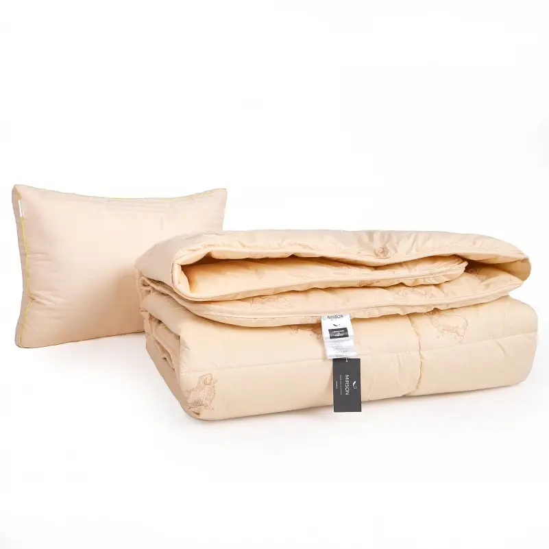 Набір MirSon вовна №9563 Gold camel Wool демі ковдра 140х205 см + подушка білий (2200010806168) - фото 2