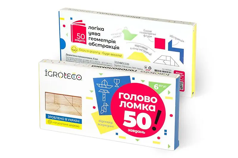 Дерев'яна гра "Головоломка Танграм" 6 подітий. 900569 IGROTECO