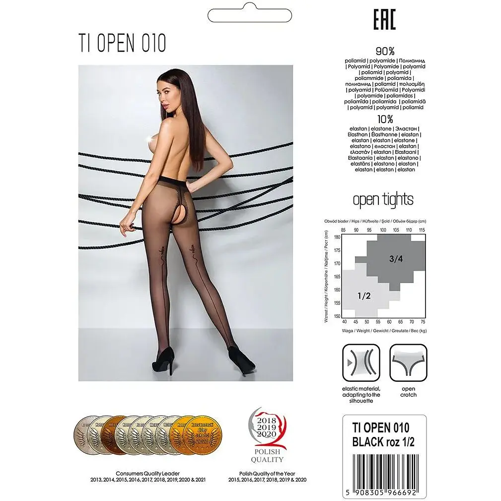 Колготки з відкритим доступом Passion контрастна лінія Tiopen 010 Black 1/2 (20 den) - фото 6