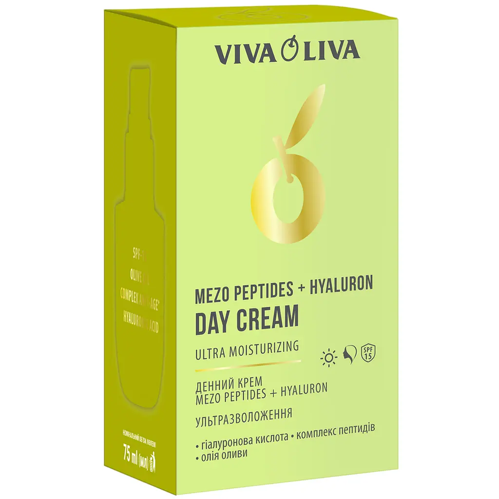 Крем для лица дневной Viva Oliva Mezo Peptides+Hyaluron Ultra Moisturizing SPF-15 75 мл (6863) - фото 2