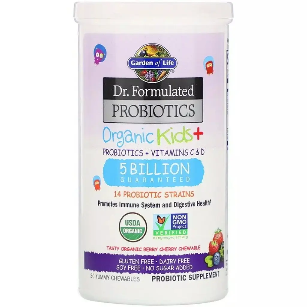 Пробіотики для дітей + Вітаміни C і D Garden of Life Organic Kids+ смачні органічні ягоди і вишня 30 жувальних таблеток - фото 2