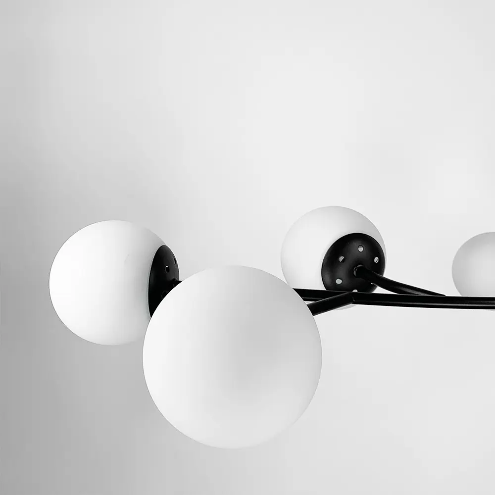 Черная люстра с поворотными веточками на 9 белых плафонах d=120 | Ст. K 21/9 BK+WT новый d12 | Line F - фото 2