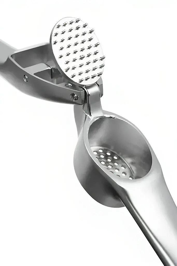 Посилена часничниця (прес для часнику) часникодавка з нержавіючої сталі, Kitchen Master Сріблястий 84624 - фото 4