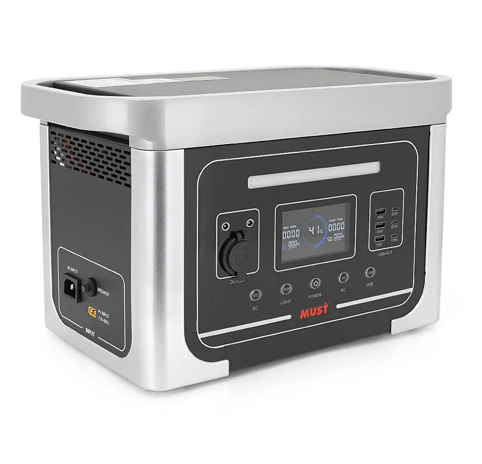 Портативна зарядна станція Must EM-181-EM1024S 1000W 1331Wh LiFePO4, LCD, 12VDC, PV 25A MPPT, 2xAC 220V