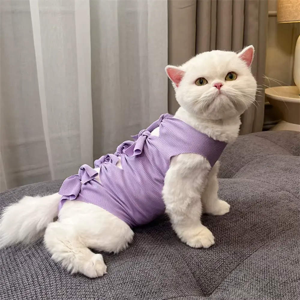 Одяг для котів після операції Holley Bow-knots Purple M - фото 4