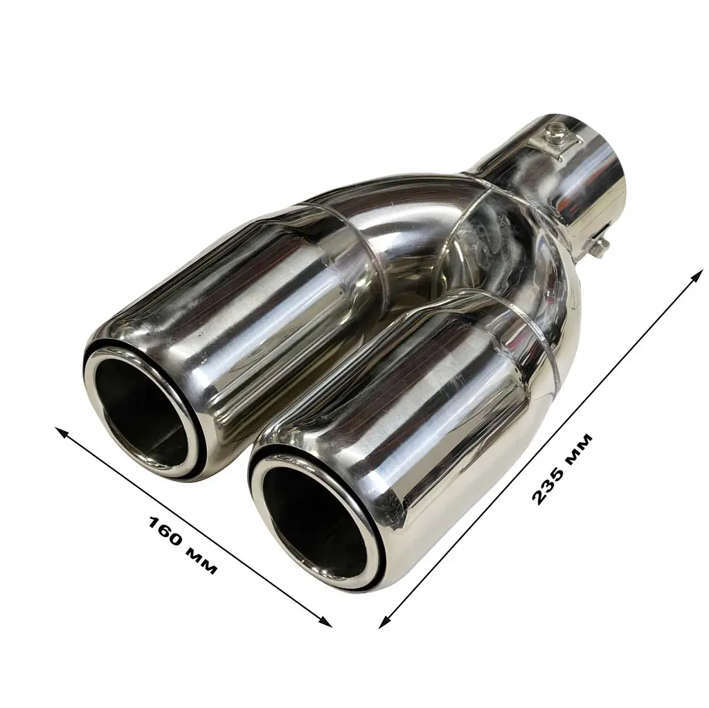 Насадка на глушник Elegant Подвійна Кругла Ø 63 х 2-76 x 235 мм Хром (EL 106 055) - фото 2