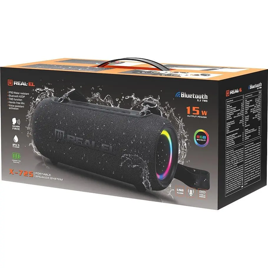 Портативна акустика Real-EL X-725 Black (EL121600028) - фото 9